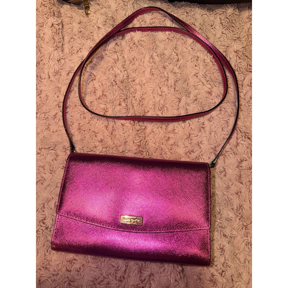Kate Spade laurel way baja Pink rose winnie crossbody Wallet Shine Purse Bag